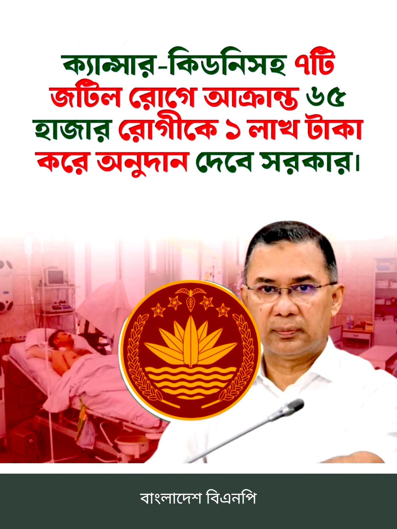 ক্যানসার-কিডনিসহ ৭ জটিল রোগে ৬৫ হাজার রোগীকে ১ লাখ টাকা করে দেবে সরকার