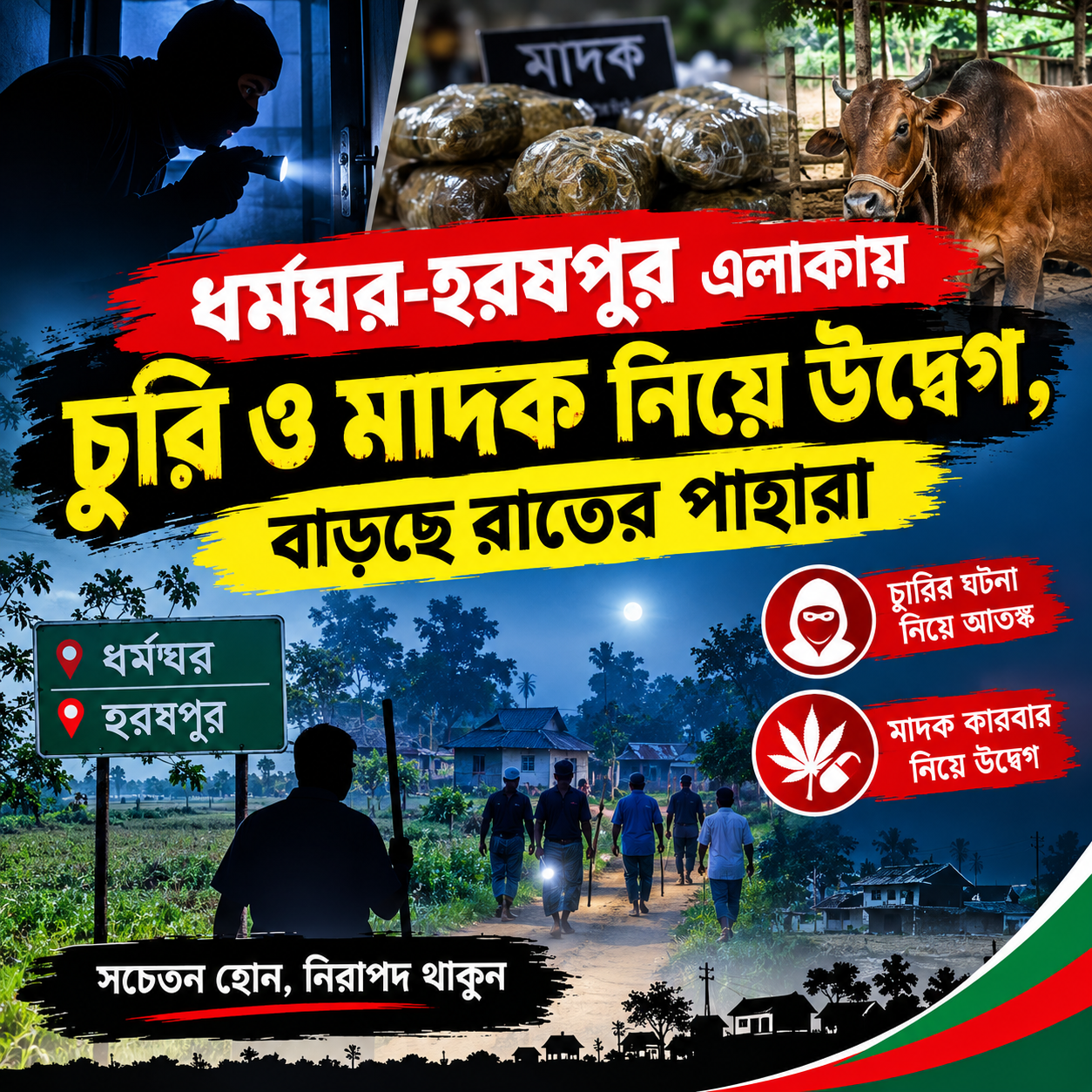 মাধবপুর সীমান্ত এলাকায় চুরি ও মাদকের উদ্বেগ, নিরাপত্তা নিয়ে চিন্তিত স্থানীয়রা